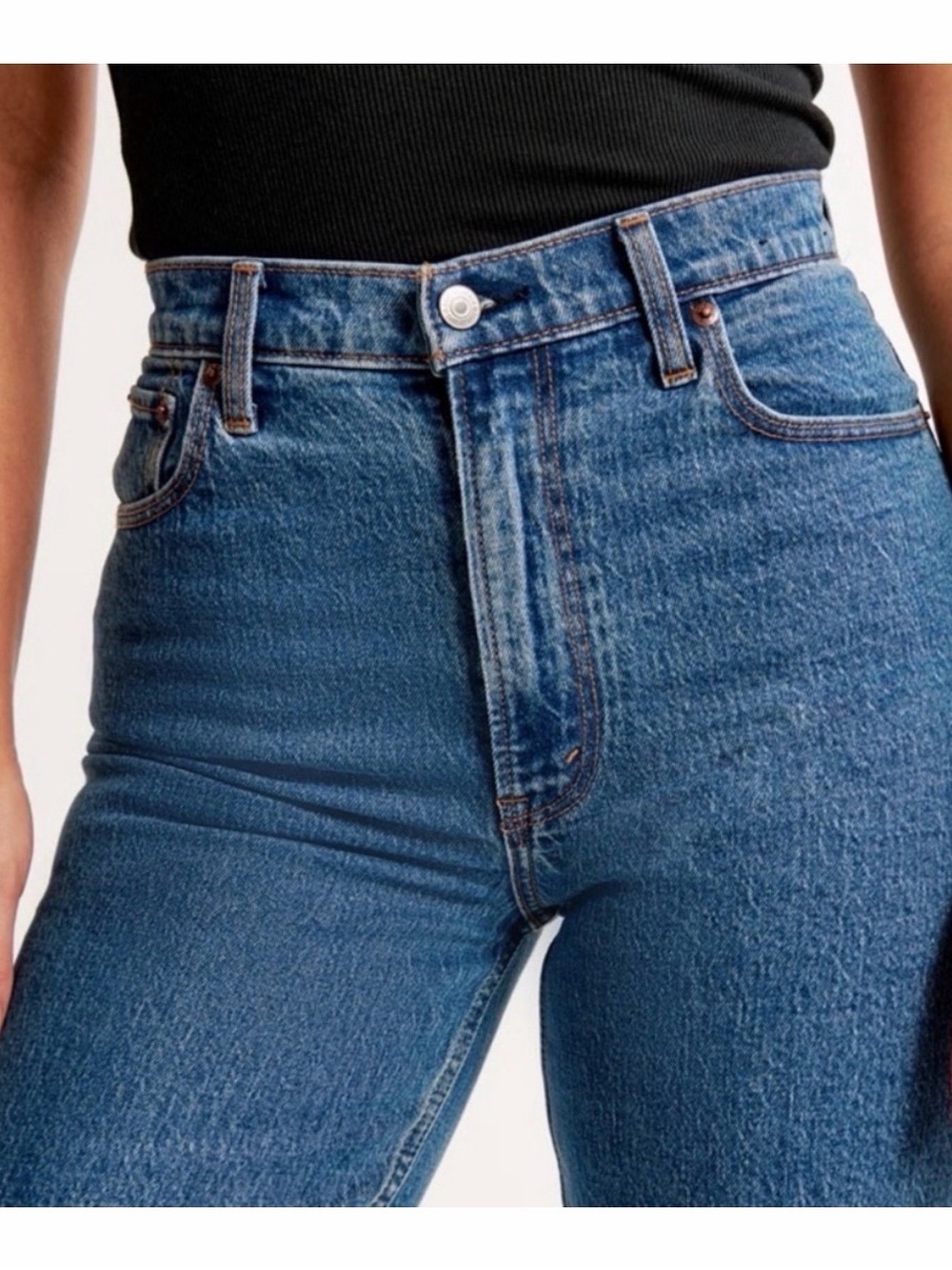 Abercrombie & Fitch High-Rise Straight Jeans - Blue Denim